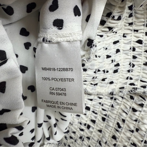 Rachel Zoe White and Black Heart Print Blouse - Picture 5 of 7